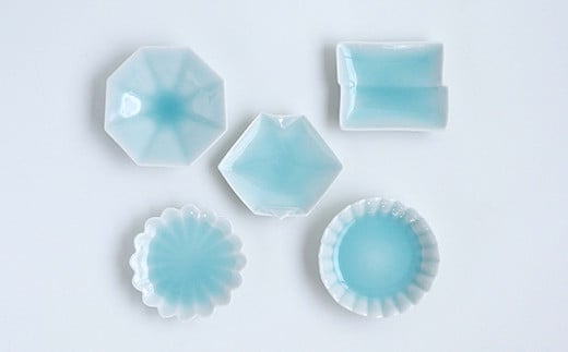 有田焼 青白磁おてしょ皿5枚セット 金照堂  有田焼 皿 小皿 