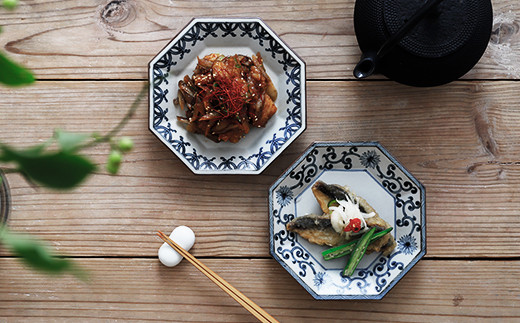 有田焼 徳幸窯 古染付八角皿 2枚セット【ヤマト陶磁器】食