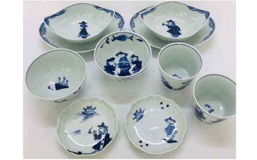 しん窯青花 福をよぶ10点セット 小島芳栄堂 A100-96