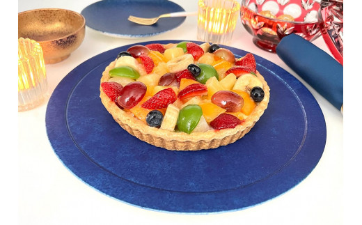 ARITAYAKI MUTSU 夜空（ブルー）丸プレート皿 A55-77