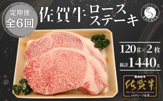 【6回定期便 総計1440g】佐賀牛 ロースステーキ 120g×2枚 N110-