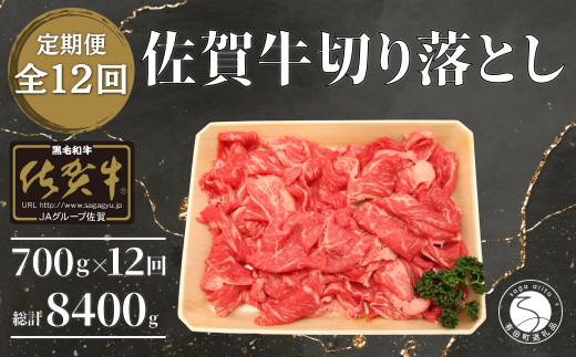  【12回定期便 総計8400g】【佐賀牛】切り落とし肉700g N400-3