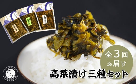 【3回定期便】高菜乃華 3個入りセット 高菜漬一筋-前田食品