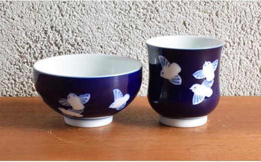 有田焼 ふくら雀 飯碗・湯呑セット【深川製磁】食器 器 う