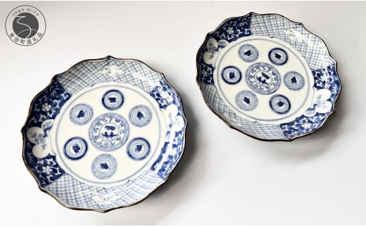 有田焼 染付暦 祥瑞手 (しょんずいて) ペア和皿【有田焼 花