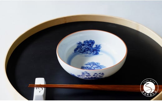 起山窯 有田焼 山水絵 小鉢 A17-1