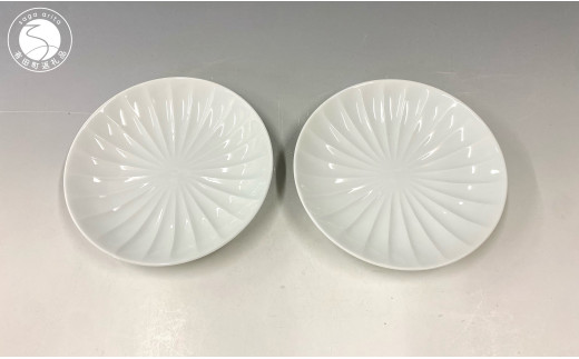 有田焼 白磁稜線皿（ペア）【中仙窯・中尾純作】皿 白磁 