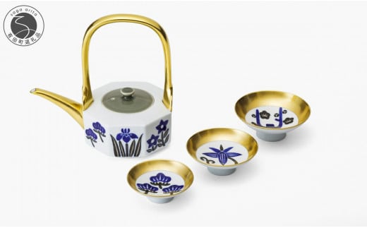 有田焼 光琳風染付 屠蘇器揃【深川製磁】金彩 お正月 縁起