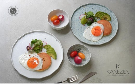 有田焼 23.5cm 十六角プレート / 10.5cm 十六角ボウル 4枚セット