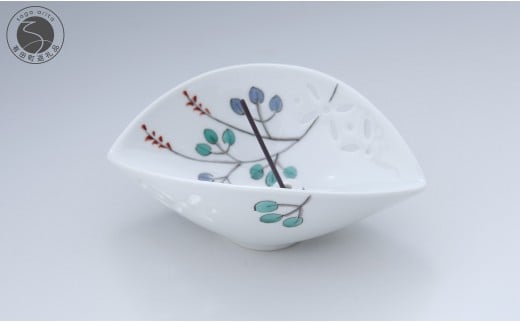 有田焼 お香立〈萩文〉【赤絵白磁硯処 雪月花】手描き 伝