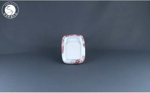 有田焼 有田焼すずり〈花集文〉【赤絵白磁硯処 雪月花】手