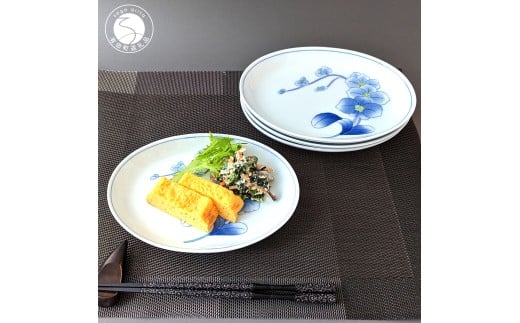 有田焼 華山窯 胡蝶蘭楕円 トレー皿 4枚セット【東洋セラミ