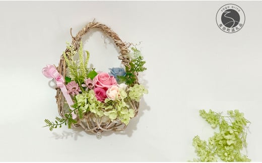 プリザーブドフラワー エッグバスケットリース【フラワー