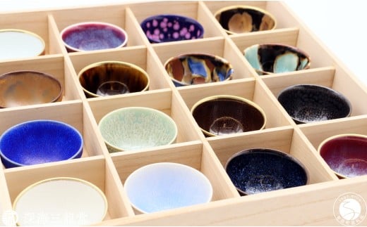 有田焼 真右エ門 宝彩ぐい呑み16選 桐箱入 【深海三龍堂】