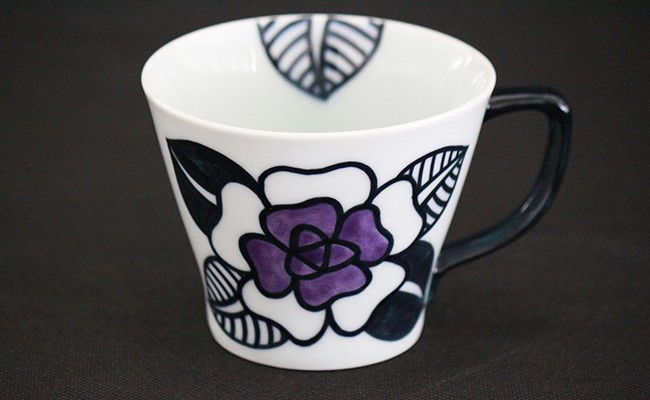 バラのマグカップ（紫）【やきもの工房こすず】フリーカ