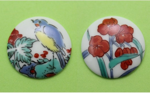 二宮閑山 有田焼ゴルフマーカー つゆ草・花鳥 2個セット ゴ