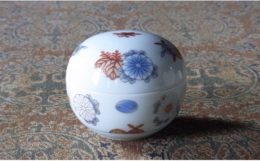 深川製磁 【有田焼】菊七宝　ボンボニエール A75-13