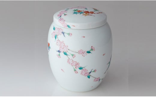 肥前赤絵窯元 鷹巣 四季巡り文様 御遺骨壺 骨つぼ 終活 こ