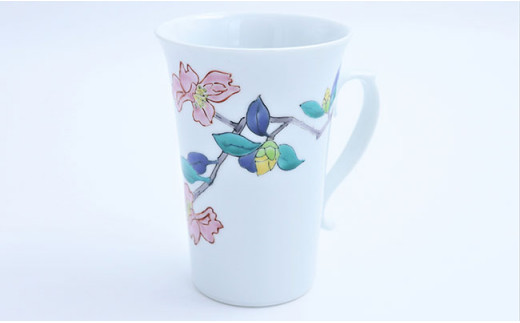 有田焼 マグカップ 山茶花文【赤絵白磁硯処 雪月花】食器