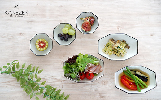 金善製陶所 長角八角 小鉢 豆八角 小鉢 計6点セット 有田焼 