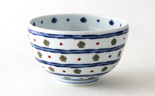 源右衛門窯 染錦緑梅小紋割 器 食器 お茶碗 飯碗 ごはん 茶