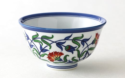 源右衛門窯 染錦石竹花文 飯碗 器 食器 ご飯茶碗 おちゃわ