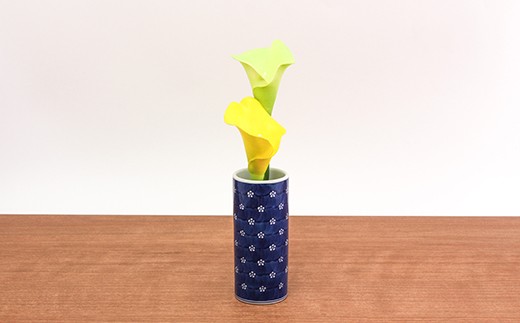 源右衛門窯 染付梅地紋 花瓶 器 食器 花入 ペン立て 箸立 有