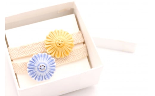 cocosara 有田焼帯留め 小花の雅 おしゃれ アクセサリー 磁器