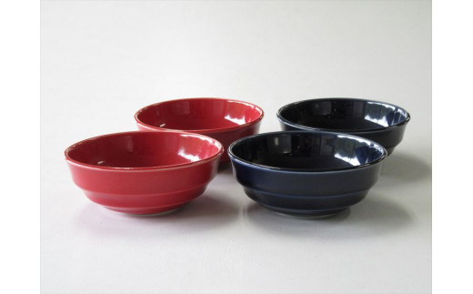 有田焼 赤釉&墨ルリ 波紋鉢 小 4個セット ARITA PORCELAIN LAB【ア