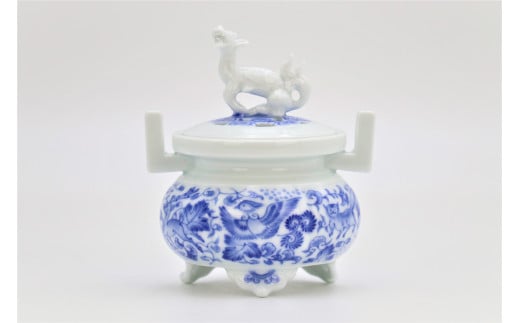 有田焼 禁裡御用（宮内庁）窯元 辻精磁社 染付葡萄唐草鳥