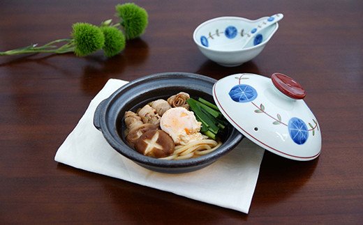 有田焼 染錦丸紋つなぎ 6.5号土鍋セット ほっこり1人用 金照