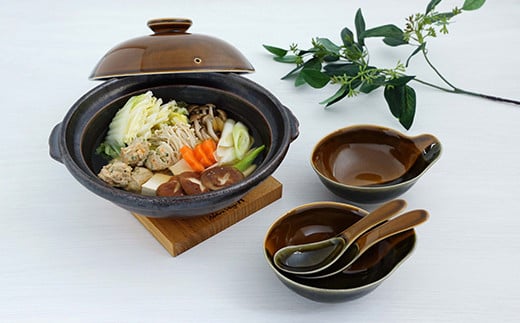 有田焼 掛分け 8号土鍋セット 2人用【金照堂】器 器 うつわ