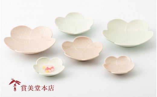 有田焼【其泉】紅白梅形皿 大中小 6枚 セット【賞美堂本店