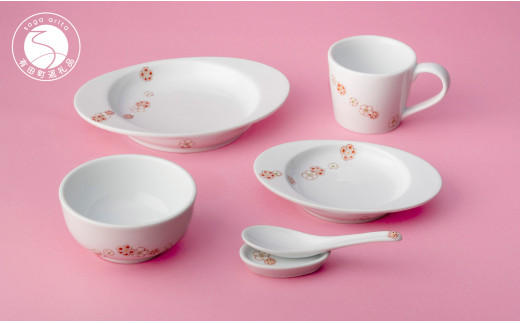 肥前赤絵窯元 鷹巣 お食い初め器揃え 女の子用 百日お祝い