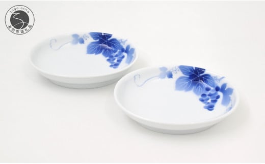 深川製磁 有田焼 ブルーワイナリー ペア楕円 和皿 ブルー＆