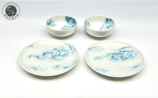 ARITAYAKI MUTSU 空（ブルー）17.5cm プレート・ボウル ペアセッ