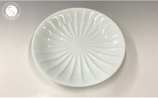 有田焼 白磁稜線皿（大）【中仙窯・中尾純作】食器 器 う