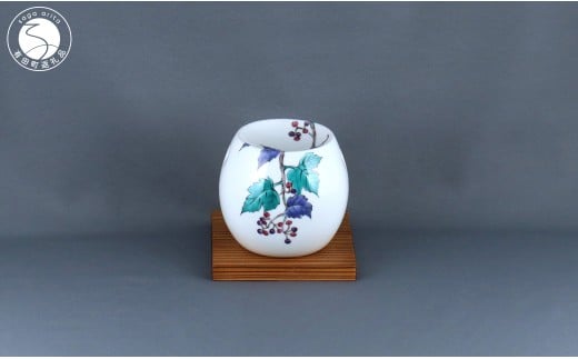 有田焼 茶香炉〈山ぶどう文〉【赤絵白磁硯処 雪月花】手描