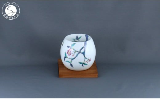 有田焼 茶香炉〈山桜文〉【赤絵白磁硯処 雪月花】手描き
