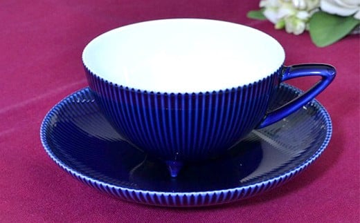 香蘭社◆有田焼◆ピンストライプ(R)カップ&ソーサー『Ruri』　10kr-0001