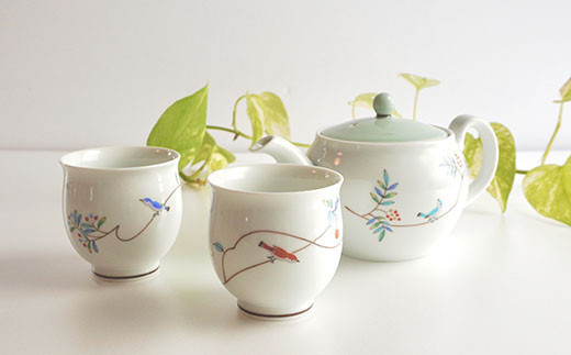 香蘭社◆有田焼◆ 小鳥の詩・茶の間揃　10kr-0004