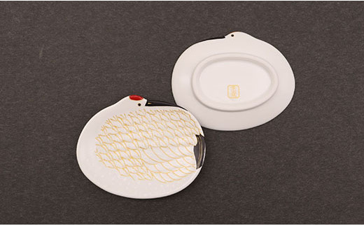 【有田焼･幸楽窯】ハレの日の招福豆皿･鶴(2ヶセット)　07fs-0005