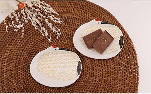 【有田焼･幸楽窯】ハレの日の招福豆皿･鶴(2ヶセット)　07fs-0005