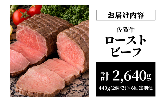 【6回定期便】佐賀牛ローストビーフ440g(2個で)×6回　計2,640g！ [42yc-025]