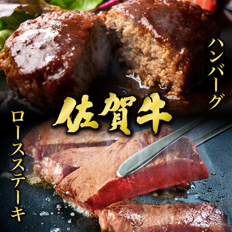 佐賀牛ロースステーキ2枚＆佐賀牛ハンバーグ100g×6個セット