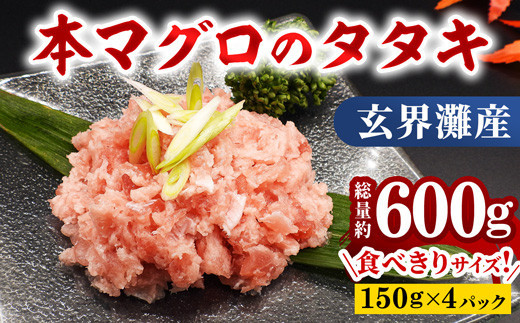 玄界灘産『本マグロ』タタキ 600g (150g×4パック) 【大町町海鮮倶楽部】