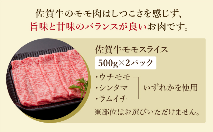 【12/20入金まで年内発送】佐賀牛 モモ スライス（約500g×2パック）【肉の三栄】黒毛和牛 赤身 スライス 鍋 しゃぶしゃぶ すき焼き 牛肉 [HAA110]