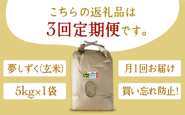 【全3回定期便】江北町産 1等米 夢しずく 玄米5kg（特別栽培米）【葦農】 [HAJ016]