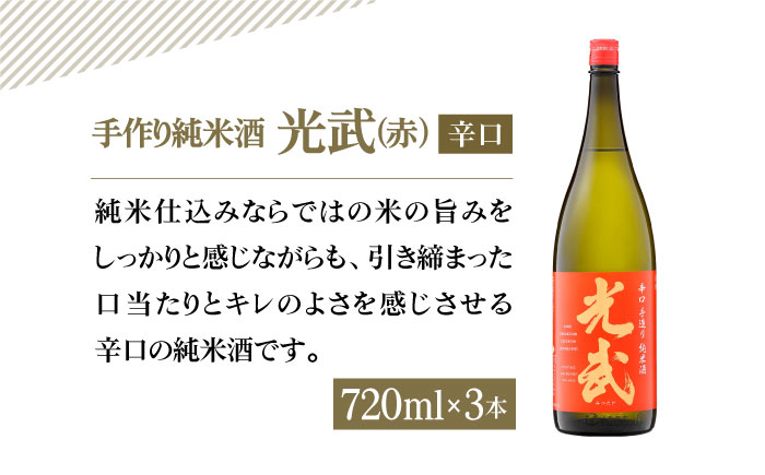 手造り純米酒 光武 飲み比べセット720ml×6本（2種×3本)【白木酒店】日本酒 純米酒 四合瓶 [HAQ038]