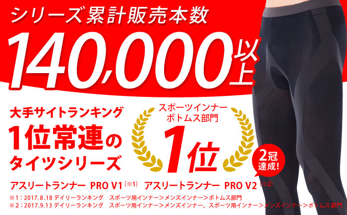 【Mサイズ】Runtageスポーツタイツ アスリートランナーPRO version2 十分丈＜ブラック＞【イイダ靴下株式会社】 [HBB030]靴下 ソックス